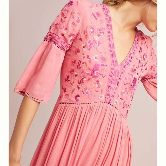 Anthropologie Blnk London Ibneva Floral Embroidered Maxi Dress - Picture 2 of 9